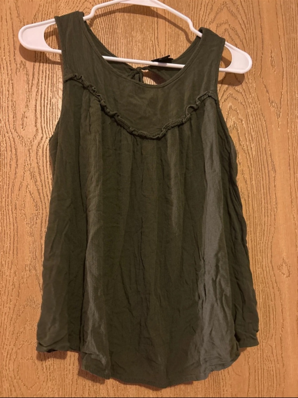 a.n.a Olive Green Sleeveless Ruffle Tank